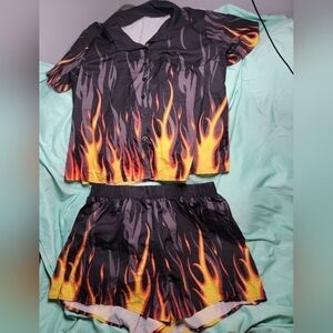 Shein 4X Shorts and Button Down Shirt Set